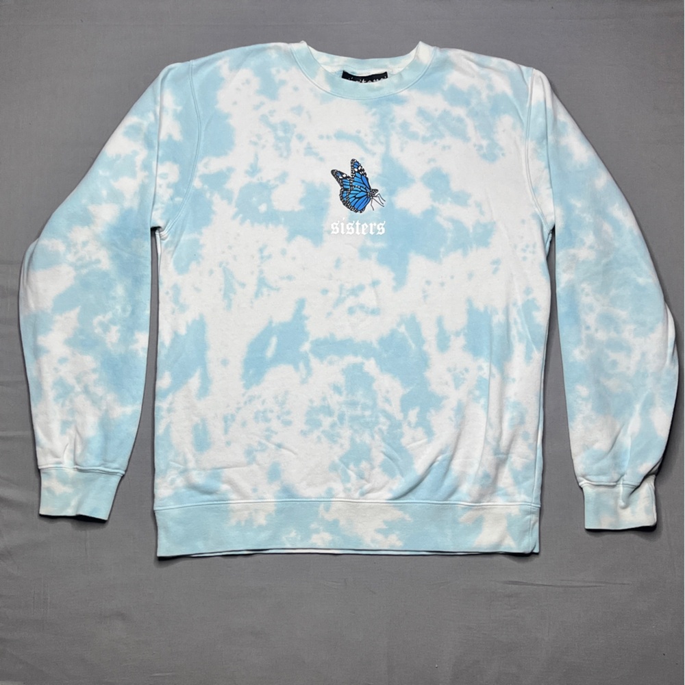 James Charles “Sisters” Blue Tie-Dye Butterfly Crewneck Sweatshirt Size Small